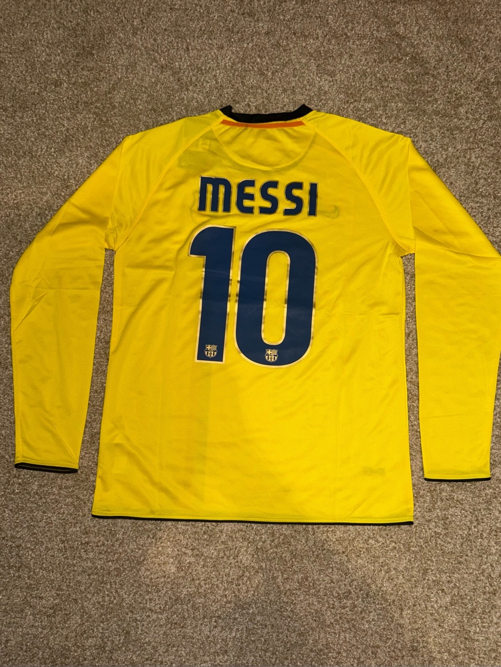 Nike FC Barcelona 2008/2009 Messi #10 Men’s Retro Away Soccer Jersey Long Sleeve